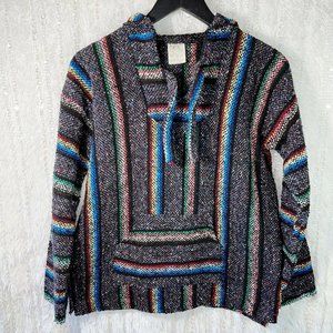 CONFECCIONES ARTILANA Mexican Baja Hoodie Women’s SMALL Rainbow Gray Pocket